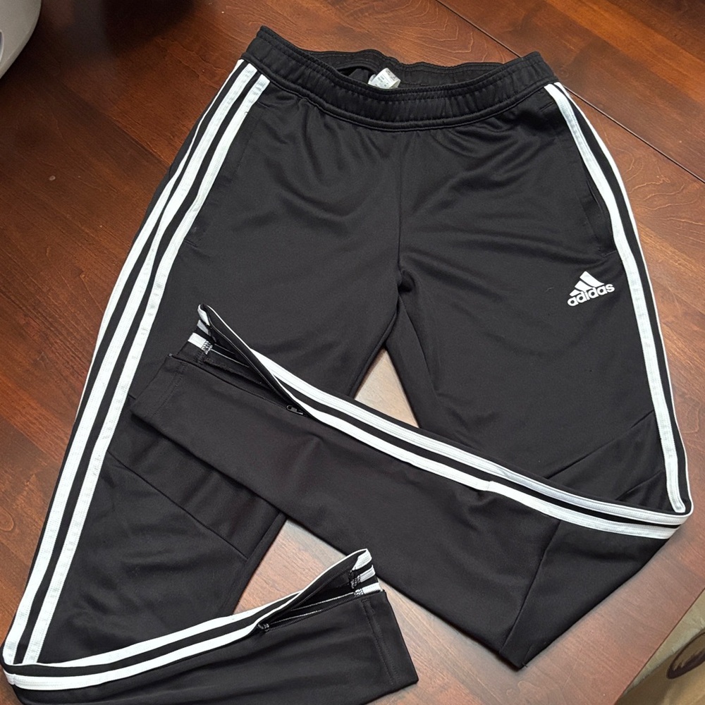 Adidas Black Joggers with White Stripes